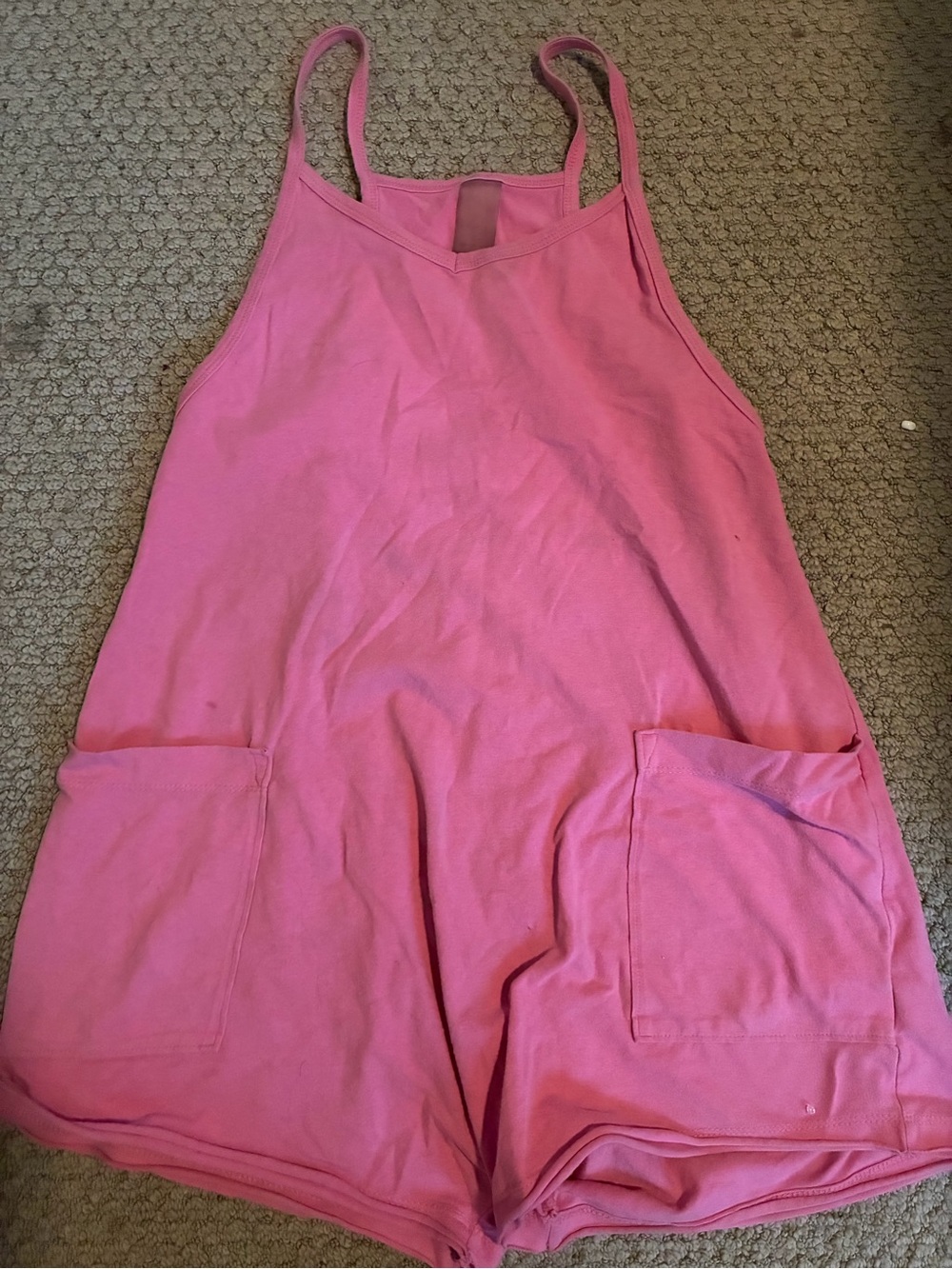 Women’s Pink Sleeveless Romper with Front Pockets